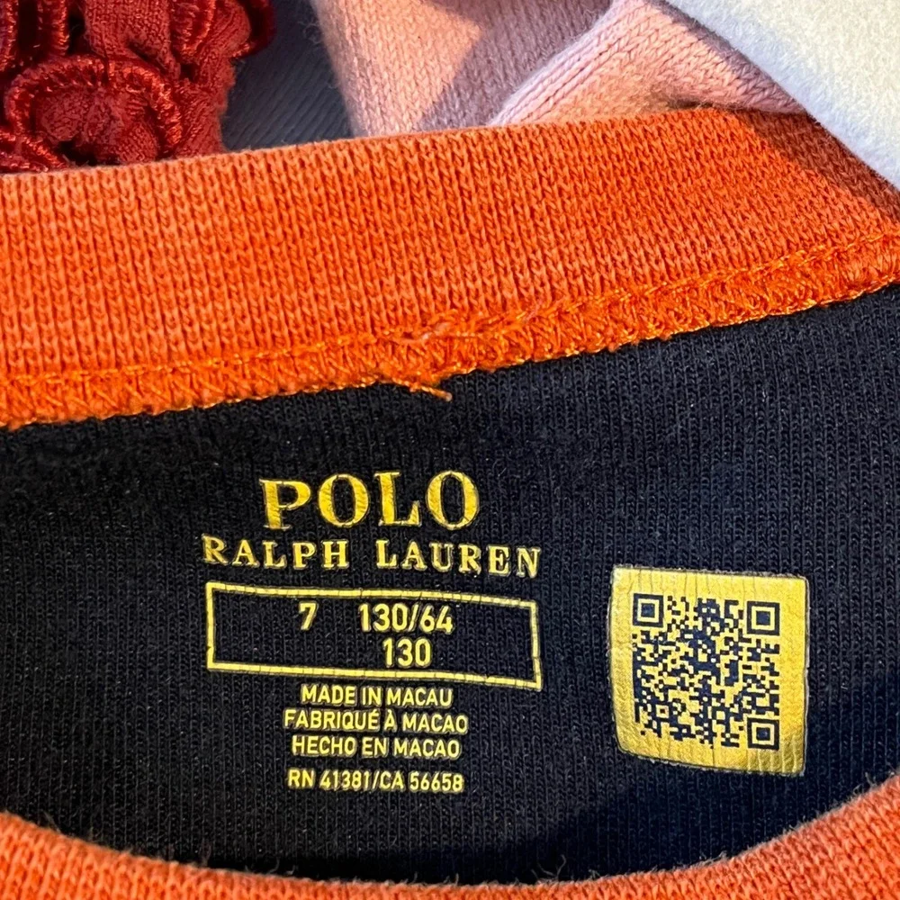 Kids Ralph Lauren Crewneck Sweatshirt Colorblock Navy Yellow‎ Green Boys 7